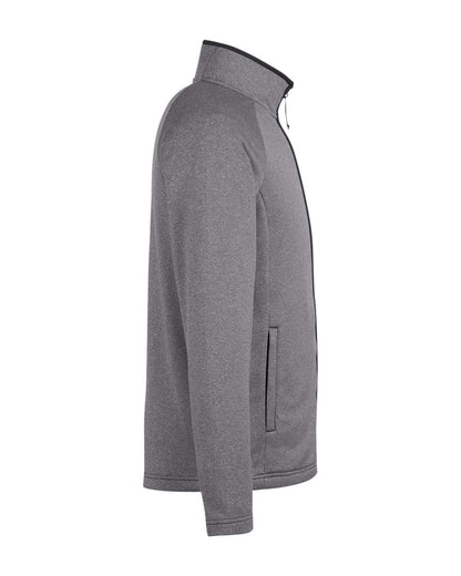 CORE365 Men's Venture Heathered Stripe Full-Zip CE72 #color_Black/ White