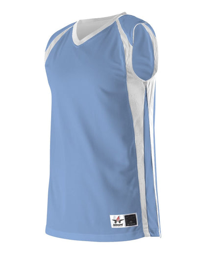 Alleson Athletic Women's Reversible Basketball Jersey 54MMRW #color_Columbia Blue/ White