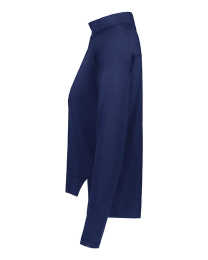 Holloway Women's Eco Revive™ Ventura Soft Knit Quarter-Zip Pullover 223753 #color_Navy