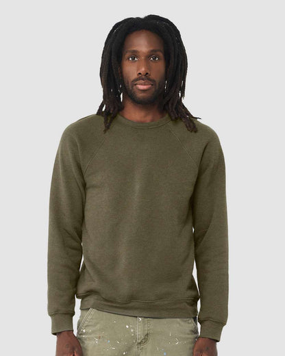 BELLA + CANVAS Sponge Fleece Raglan Crewneck Sweatshirt 3901 #colormdl_Heather Olive