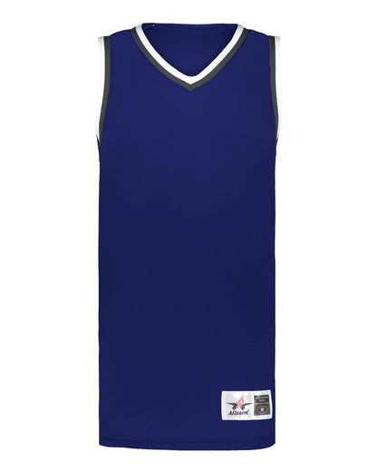 Alleson Athletic Men's Retro Basketball Jersey A51000 #color_Navy/ Graphite/ White