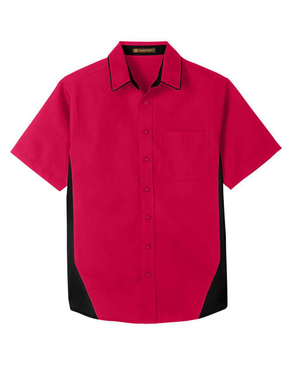 Harriton Men's Flash IL Colorblock Shirt M586 #color_Red/ Black