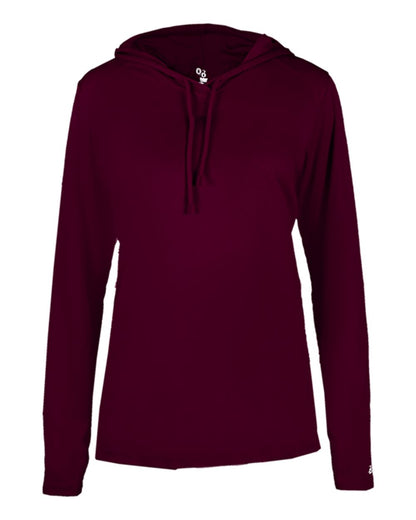 Badger Women's B-Core Long Sleeve Hooded T-Shirt 4165 #color_Maroon