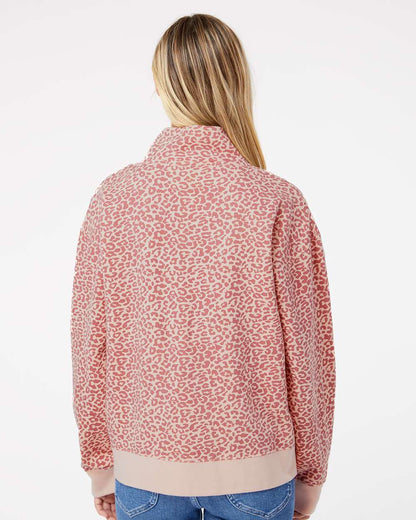 MV Sport Women's Sueded Fleece Quarter-Zip Sweatshirt W22713 #colormdl_Cameo Pink/ Orchid Ice Leopard