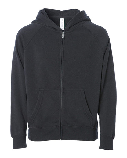 Independent Trading Co. Youth Lightweight Special Blend Raglan Zip Hood PRM15YSBZ #color_Black