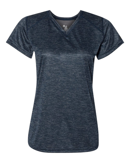 Badger Women's Tonal Blend V-Neck T-Shirt 4175 #color_Navy Tonal Blend