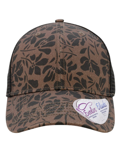 Infinity Her Women's Modern Trucker Cap CHARLIE #color_Chocolate Floral/ Black