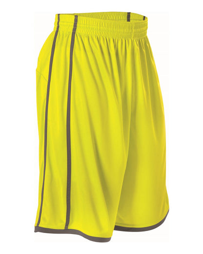 Alleson Athletic Women's Basketball Shorts 535PW #color_Electric Yellow/ Charcoal