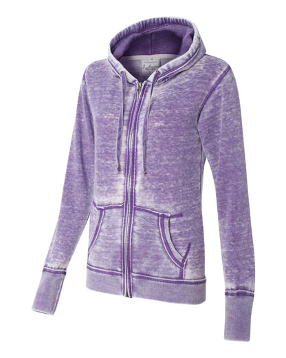 J. America Women's Zen Fleece Full-Zip Hooded Sweatshirt 8913 #color_Very Berry