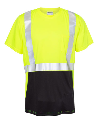 Kishigo Unisex Black Bottom Class 2 T-Shirt 9162 #color_Lime