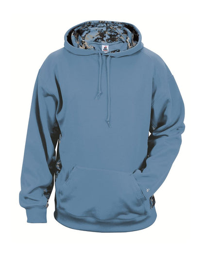 Badger Youth Digital Camo Colorblock Performance Fleece Hooded Sweatshirt 2464 #color_Columbia Blue/ Columbia Blue