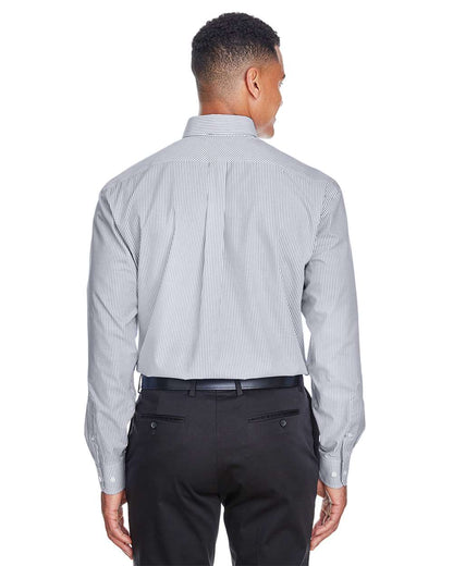 Devon & Jones Men's Crown Collection® Banker Stripe Woven Dress Shirt D645 #colormdl_Navy
