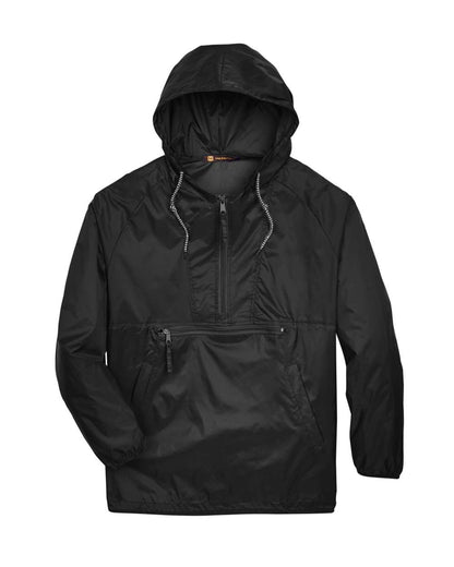 Harriton Unisex Packable Hooded Nylon Jacket M750 #color_Black
