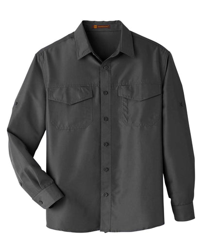 Harriton Men's Key West Performance Staff Shirt M580L #color_Dark Charcoal