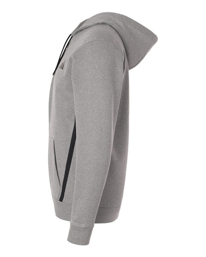 Adidas Men's Game & Go Fleece Full-Zip Hooded Sweatshirt AT208 #color_Medium Grey Heather