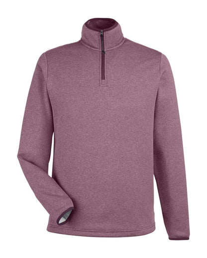 CORE365 Men's Venture Heathered Stripe Quarter-Zip Pullover CE73 #color_Burgundy/ White