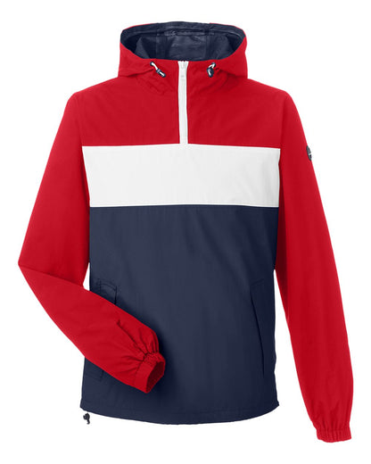 Nautica Unisex Windward Anorak Hooded Quarter-Zip Jacket N17174 #color_Red/ White/ Navy