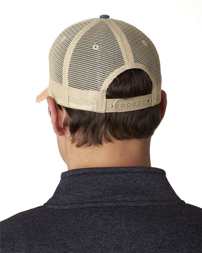 Adams Headwear Ollie Distressed Cap OL102 #colormdl_Navy/ Tangerine/ Tan