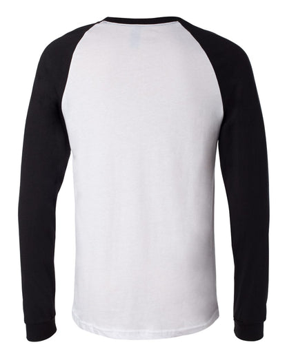 BELLA + CANVAS Men's Long Sleeve Jersey Baseball Tee 3000 #color_White/ Black