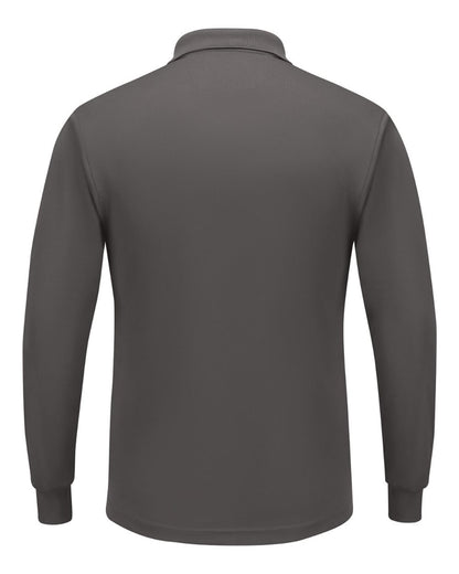 Red Kap Men's Long Sleeve Performance Knit Polo SK6L #color_Charcoal