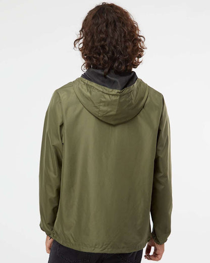 Independent Trading Co. Unisex Lightweight Quarter-Zip Windbreaker Pullover Jacket EXP54LWP #colormdl_Army/ Black Zipper