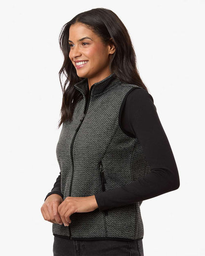 North End Women's Jasper Jacquard Fleece Vest NE731W #colormdl_Black/ Grey