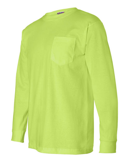 Bayside USA-Made Long Sleeve Pocket T-Shirt 8100 #color_Lime Green