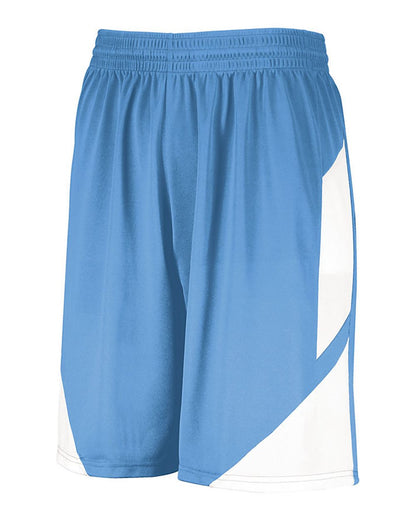 Augusta Sportswear Step-Back Basketball Shorts 1733 #color_Columbia Blue/ White