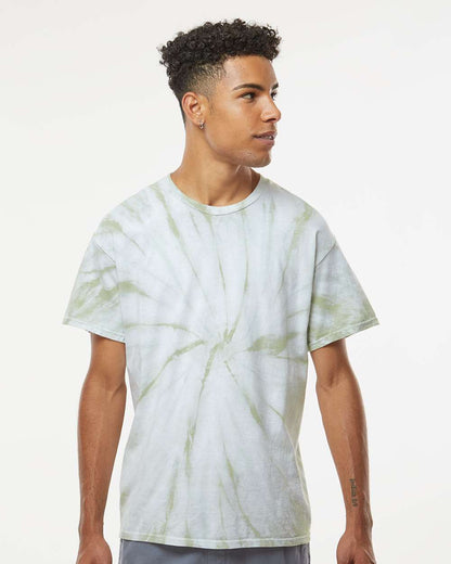 Dyenomite Cyclone Pinwheel Tie-Dyed T-Shirt 200CY #colormdl_Olive Oil