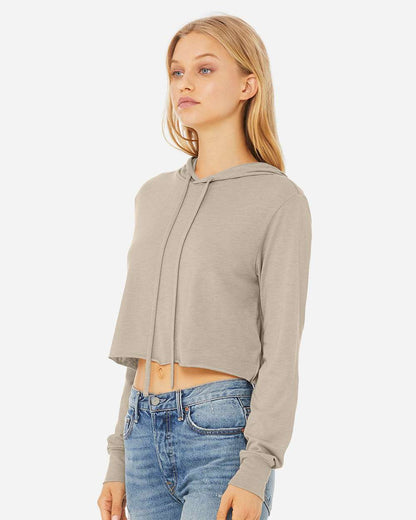 BELLA + CANVAS Women’s Triblend Crop Long Sleeve Hoodie 8512 #colormdl_Tan Triblend