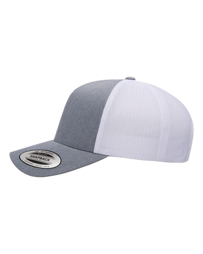 YP Classics Five-Panel Retro Trucker Cap 6506 #color_Heather/ White