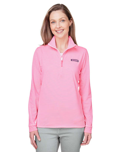 vineyard vines Women's Microstripe Sankaty Half-Zip Pullover K002521 #colormdl_Knockout Pink