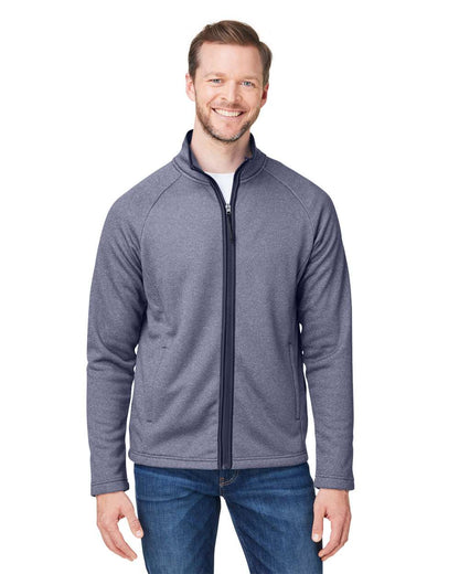 CORE365 Men's Venture Heathered Stripe Full-Zip CE72 #colormdl_Classic Navy/ White