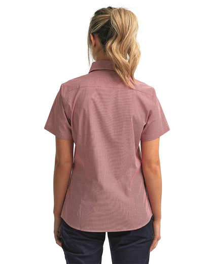Artisan Collection by Reprime Women's Microcheck Gingham Short Sleeve Cotton Dress Shirt RP321 #colormdl_Red/ White