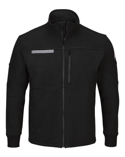 Bulwark Men's Tall Zip Front Fleece Jacket-Cotton /Spandex Blend SEZ2T #color_Black