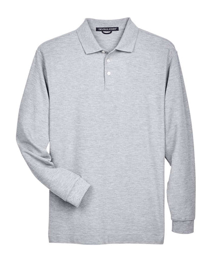 Devon & Jones Men's Pima Piqué Long Sleeve Polo D110 #color_Grey Heather
