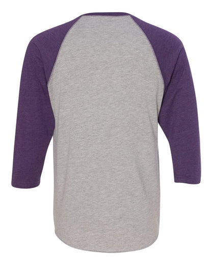 LAT Men's Baseball Fine Jersey Three-Quarter Sleeve Tee 6930 #color_Vintage Heather/ Vintage Purple