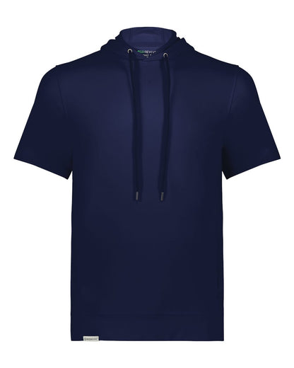 Holloway Youth Eco Revive™ Ventura Soft Knit Short Sleeve Hooded Sweatshirt 222605 #color_Navy