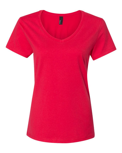 Hanes Women's Perfect-T V-Neck T-Shirt S04V #color_Athletic Red