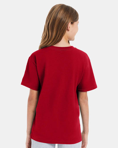 Hanes Youth Perfect-T T-Shirt 498Y #colormdl_Deep Red