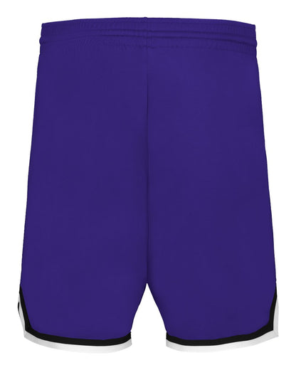 Alleson Athletic Youth Retro Basketball Shorts A54000 #color_Purple/ Black/ White