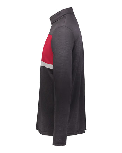 Holloway Men's Dry-Excel™ Prism Bold Quarter-Zip Pullover 222591 #color_Black/ Scarlet