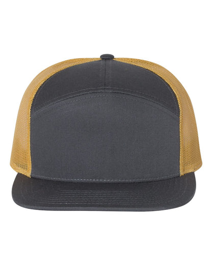 Richardson Seven-Panel Trucker Cap 168 #color_Charcoal/ Old Gold