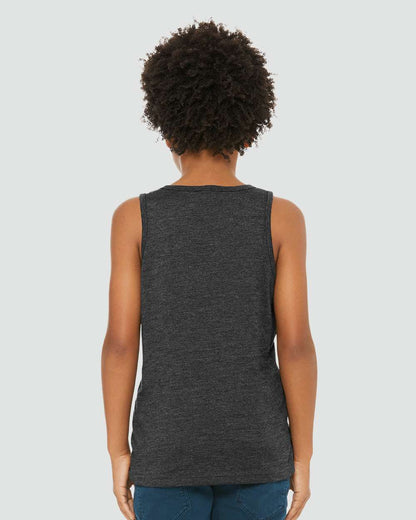 BELLA + CANVAS Youth Heather CVC Tank 3480YCVC #colormdl_Dark Grey Heather