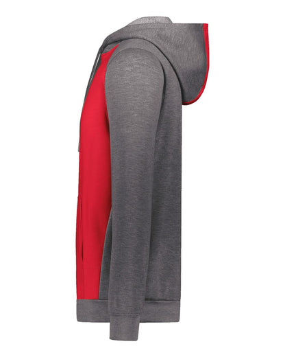 Augusta Sportswear Eco Revive™ Three-Season Triblend Fleece Hooded Sweatshirt 6865 #color_Scarlet/ Carbon Heather