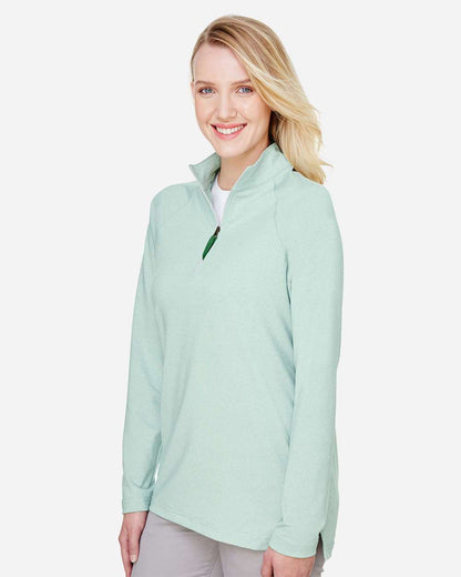 Devon & Jones Women's CrownLux Performance® Clubhouse Micro-Stripe Quarter-Zip Pullover DG480W #colormdl_Kelly Green