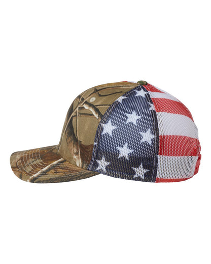 Kati Printed Mesh Trucker Cap S700M #color_All Purpose/ USA Flag