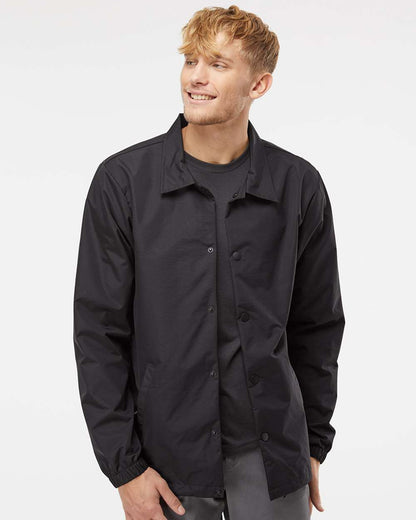 Independent Trading Co. Water-Resistant Windbreaker Coach’s Jacket EXP99CNB #colormdl_Black/ Black