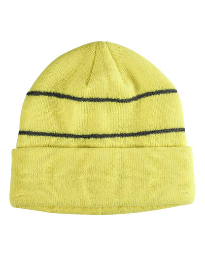 Big Accessories Reflective Cuffed Beanie BA535 #color_Neon Green