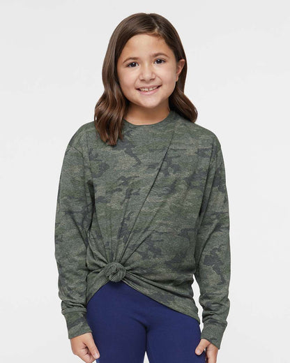 LAT Youth Fine Jersey Long Sleeve Tee 6201 #colormdl_Vintage Camo